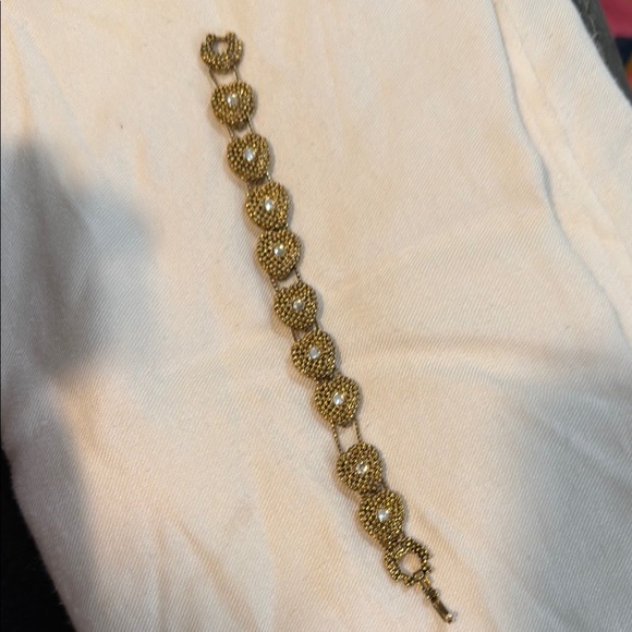 Vintage Y2K Gold Toned Heart Jewel Slide Bracelet 7 1/4” Style Classy Simple - Picture 1 of 7